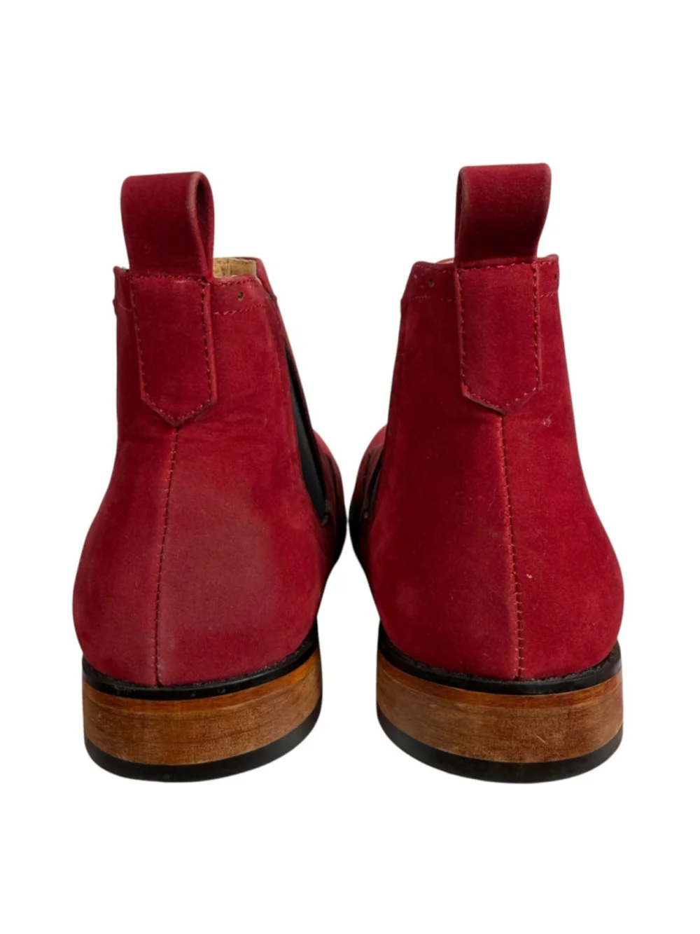 Gino Vitale Wingtip Chelsea Boots Red Leather Round Toe Slip On Formal Men's 10